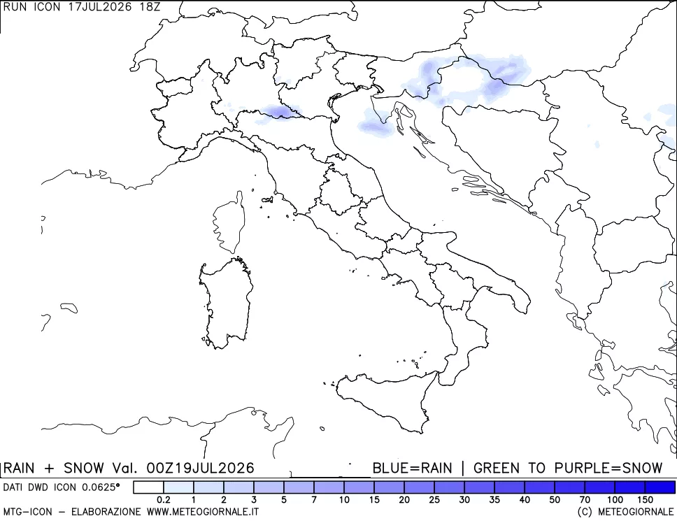 mappa Precipitazioni totali e nevose