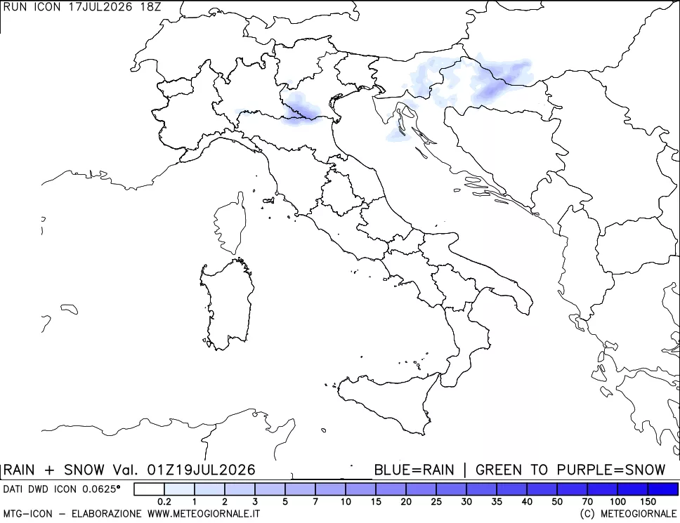 mappa Precipitazioni totali e nevose