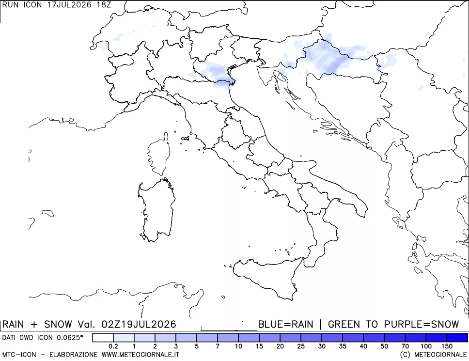 mappa Precipitazioni totali e nevose