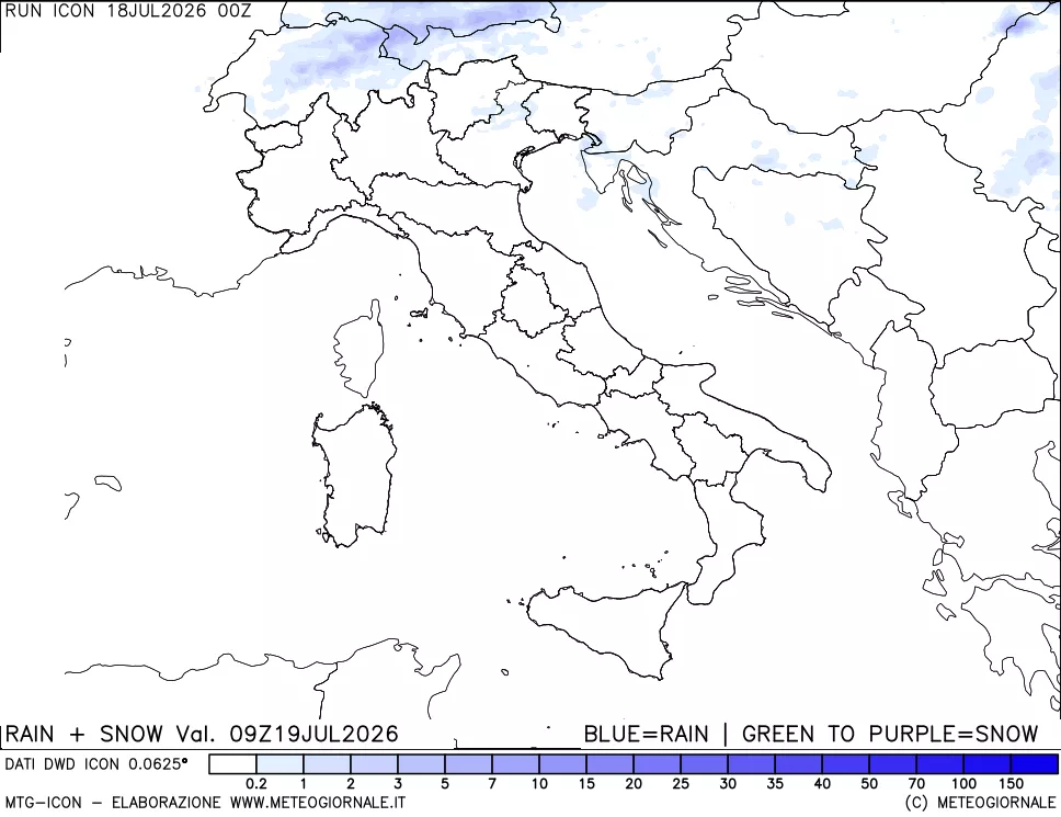 mappa Precipitazioni totali e nevose