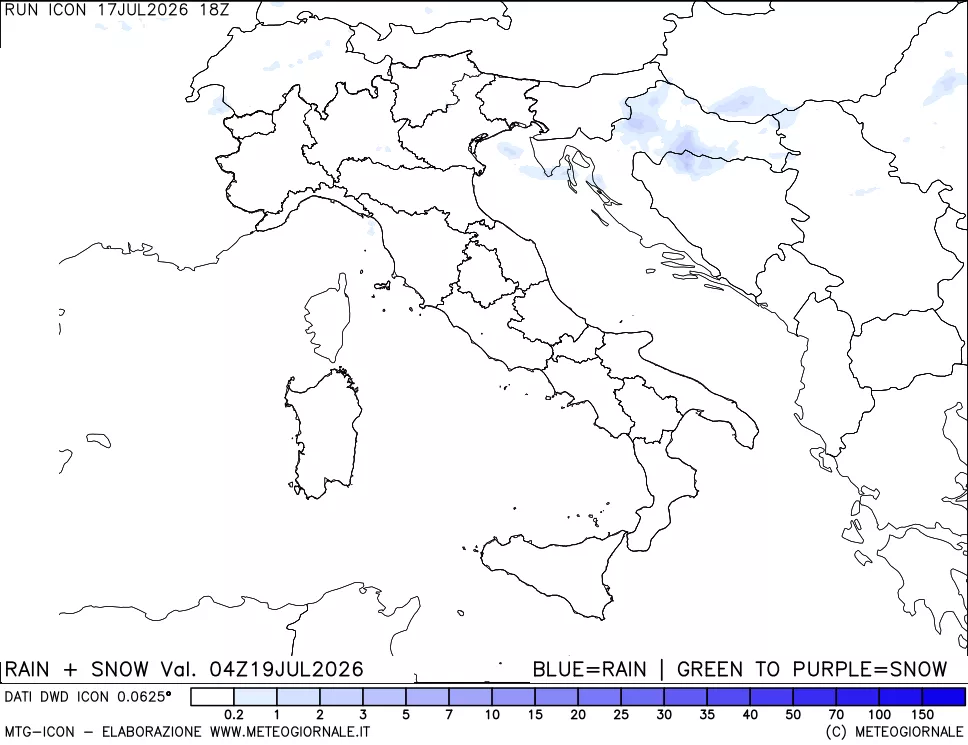 mappa Precipitazioni totali e nevose