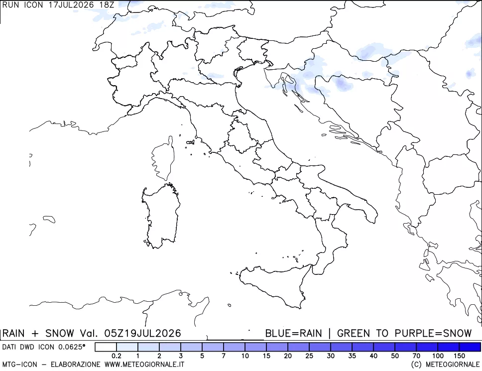 mappa Precipitazioni totali e nevose