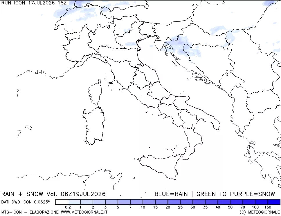 mappa Precipitazioni totali e nevose