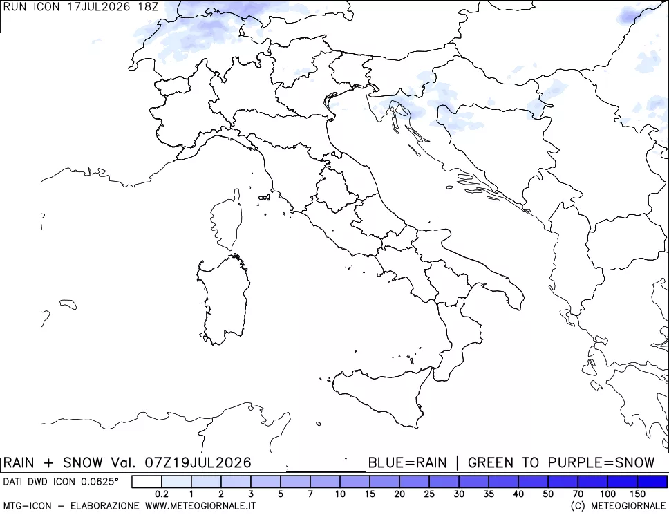 mappa Precipitazioni totali e nevose