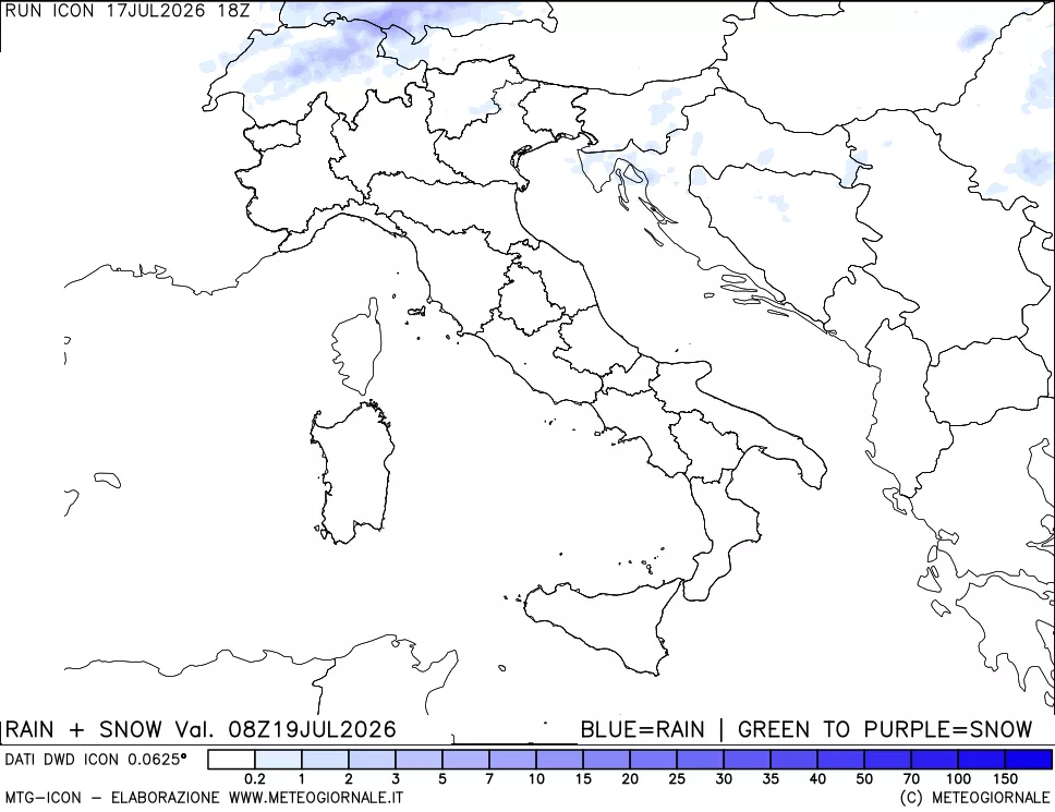 mappa Precipitazioni totali e nevose