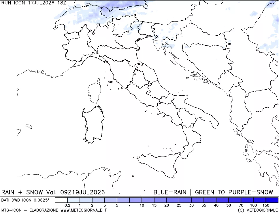 mappa Precipitazioni totali e nevose