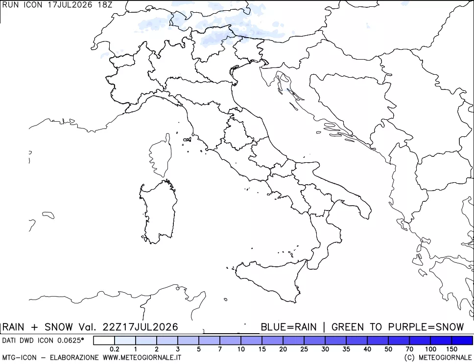 mappa Precipitazioni totali e nevose