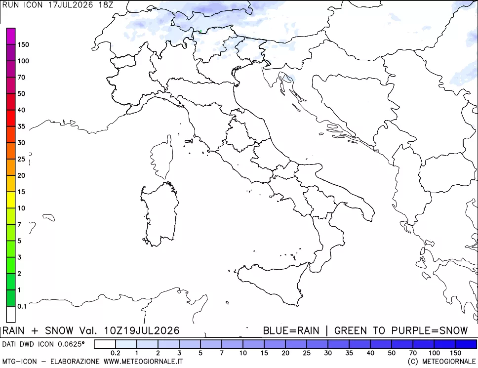 mappa Precipitazioni totali e nevose