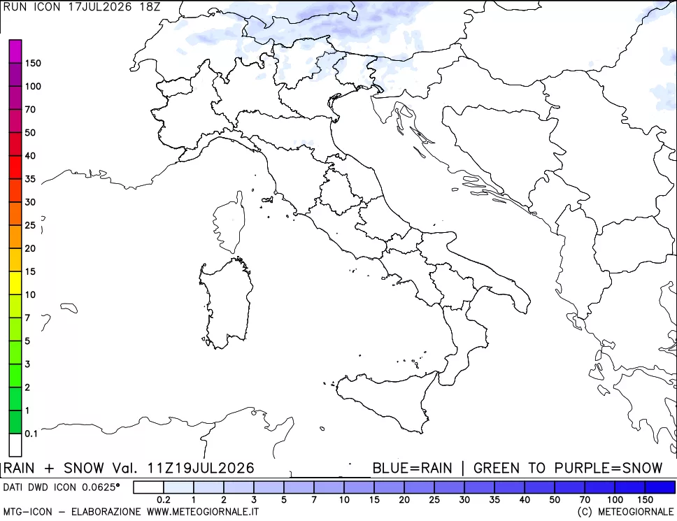mappa Precipitazioni totali e nevose