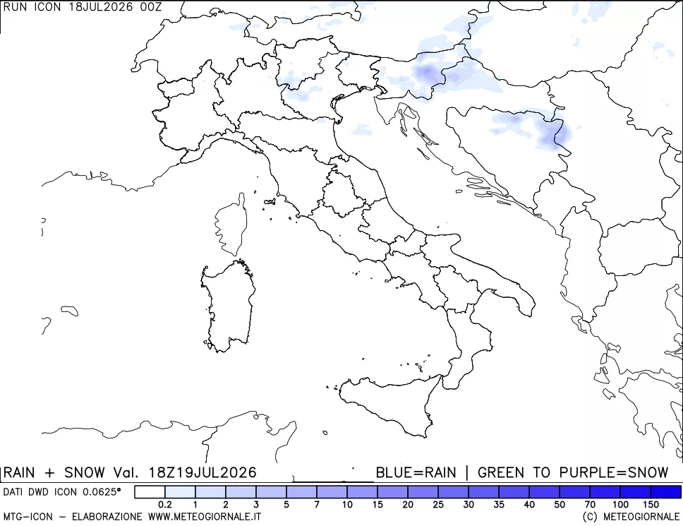 mappa Precipitazioni totali e nevose