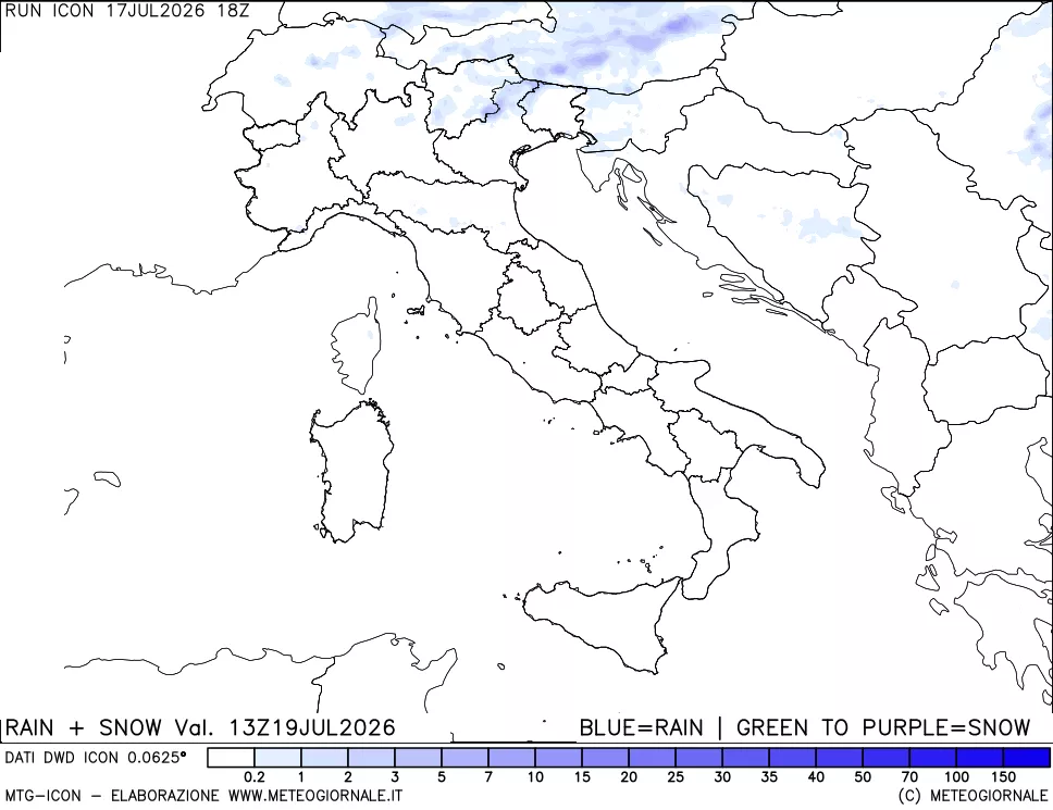 mappa Precipitazioni totali e nevose