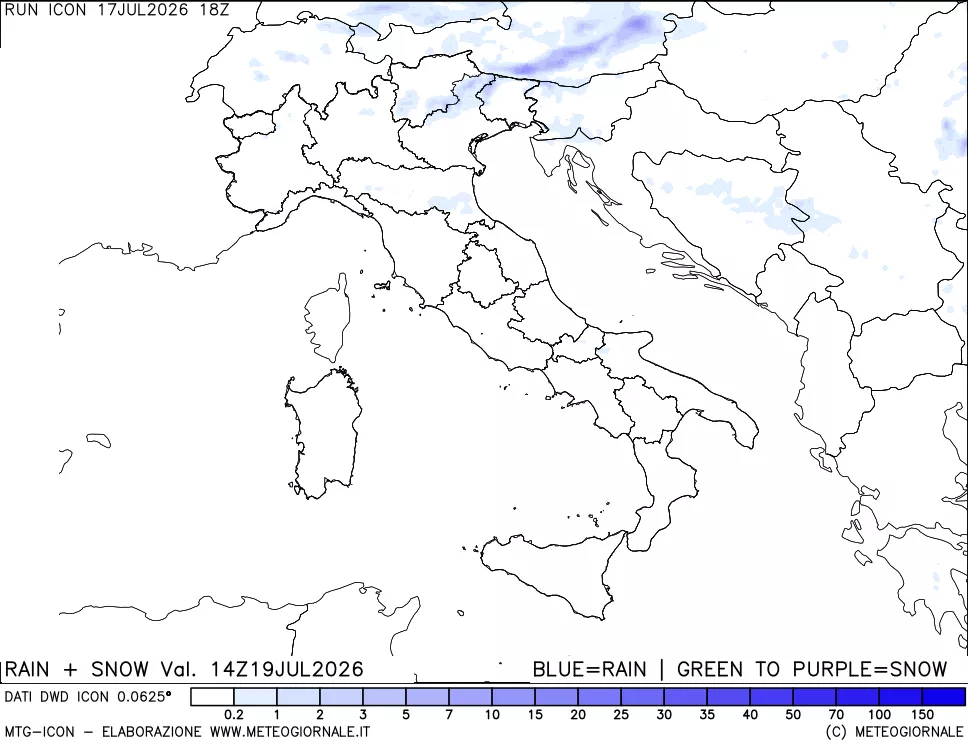 mappa Precipitazioni totali e nevose