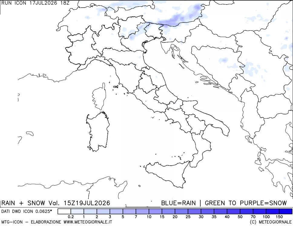 mappa Precipitazioni totali e nevose