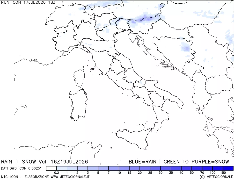 mappa Precipitazioni totali e nevose