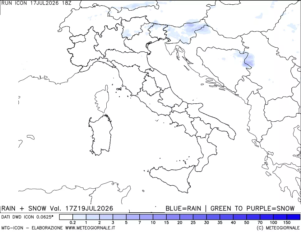 mappa Precipitazioni totali e nevose