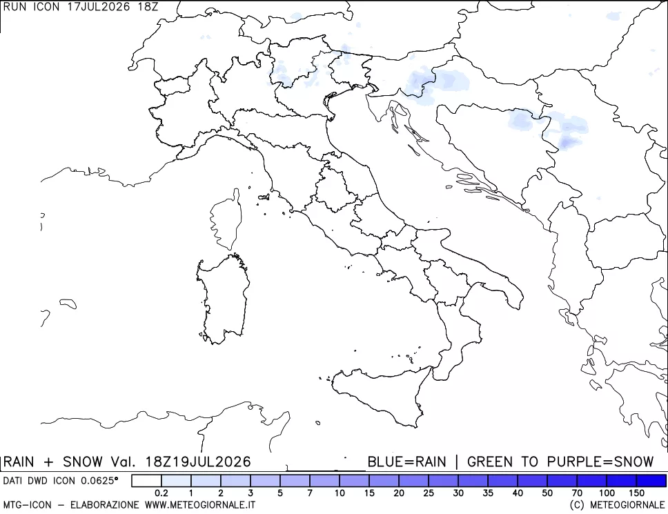 mappa Precipitazioni totali e nevose
