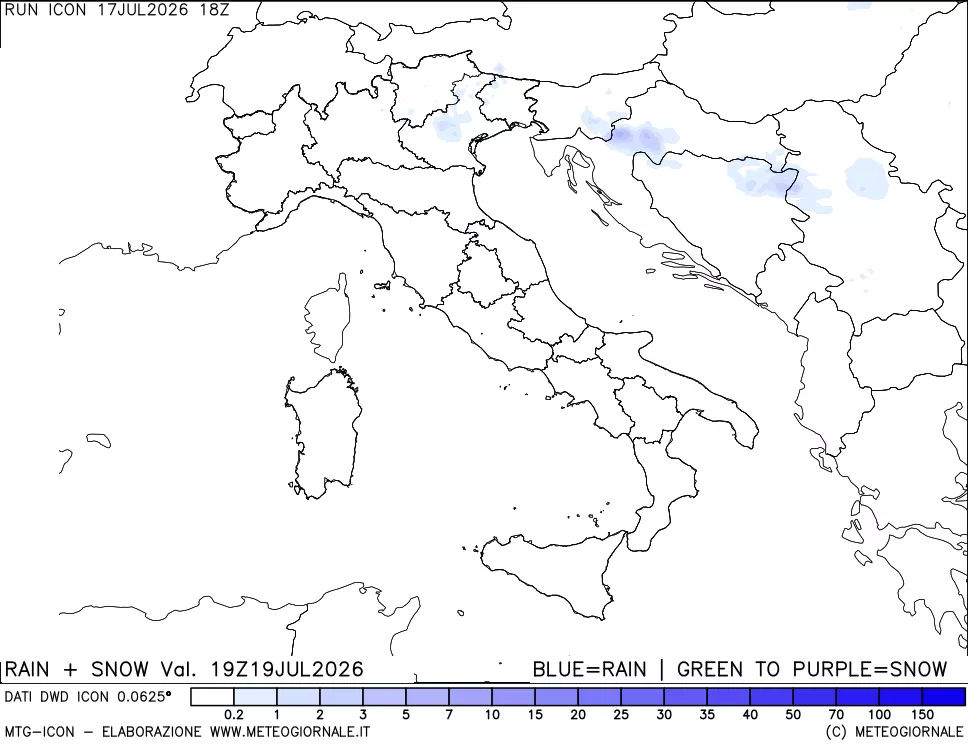 mappa Precipitazioni totali e nevose