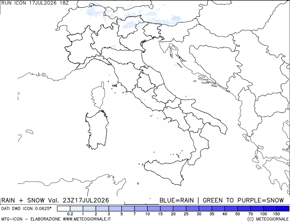 mappa Precipitazioni totali e nevose