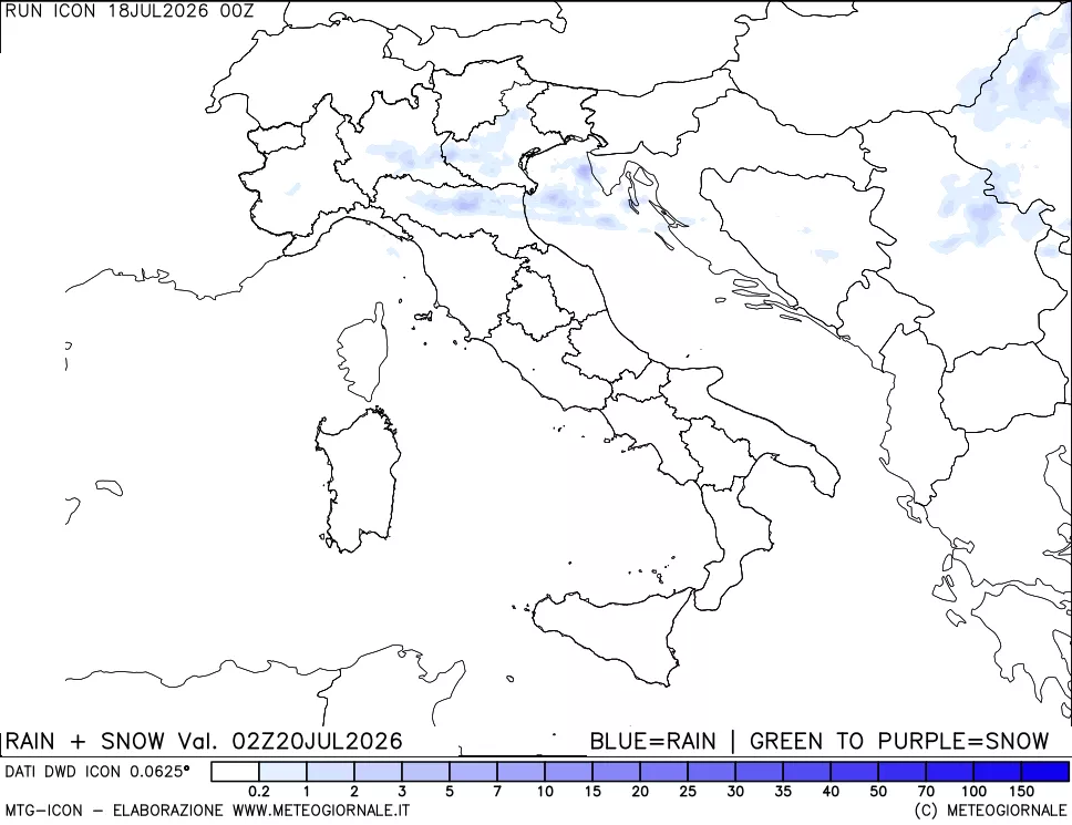 mappa Precipitazioni totali e nevose
