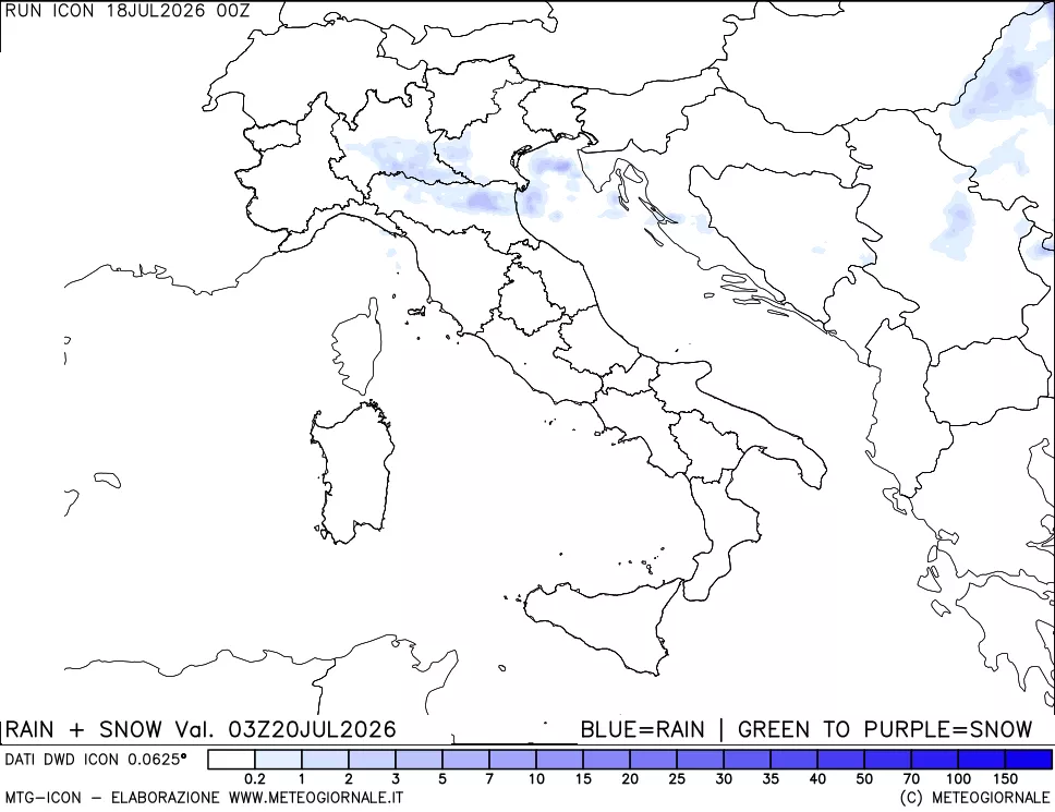 mappa Precipitazioni totali e nevose