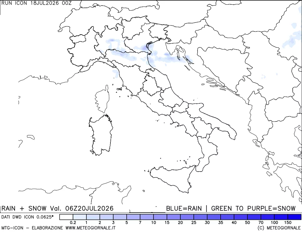 mappa Precipitazioni totali e nevose