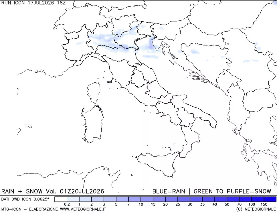 mappa Precipitazioni totali e nevose