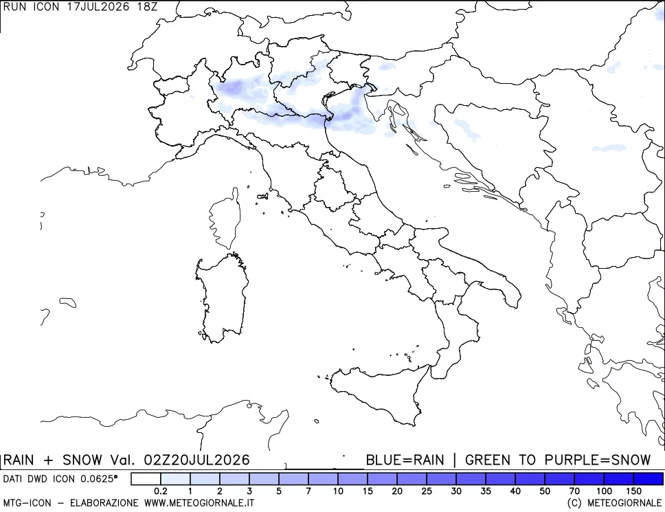 mappa Precipitazioni totali e nevose