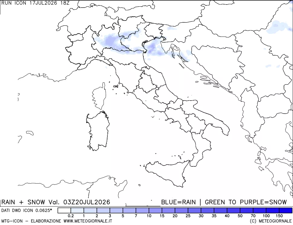 mappa Precipitazioni totali e nevose