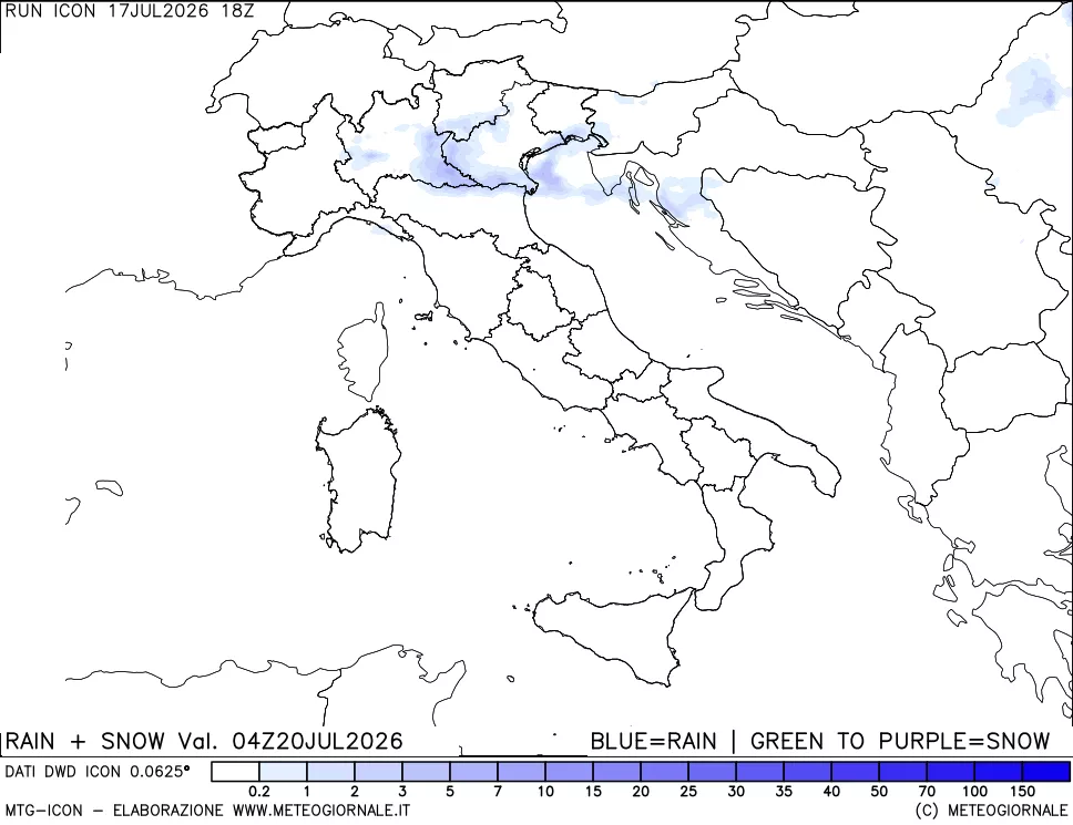 mappa Precipitazioni totali e nevose