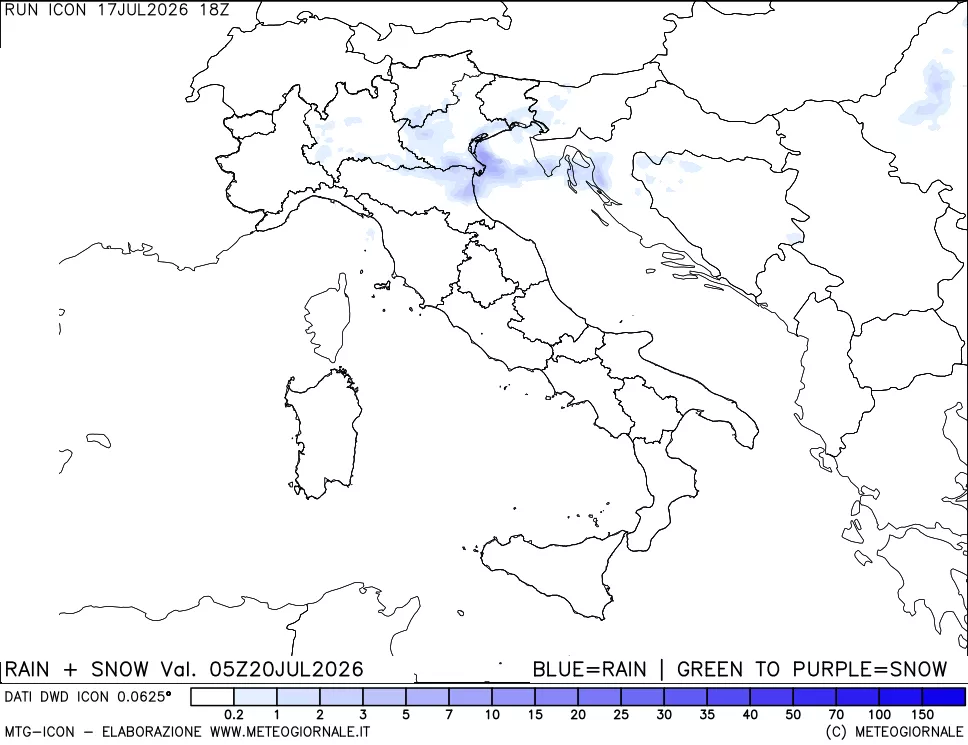 mappa Precipitazioni totali e nevose