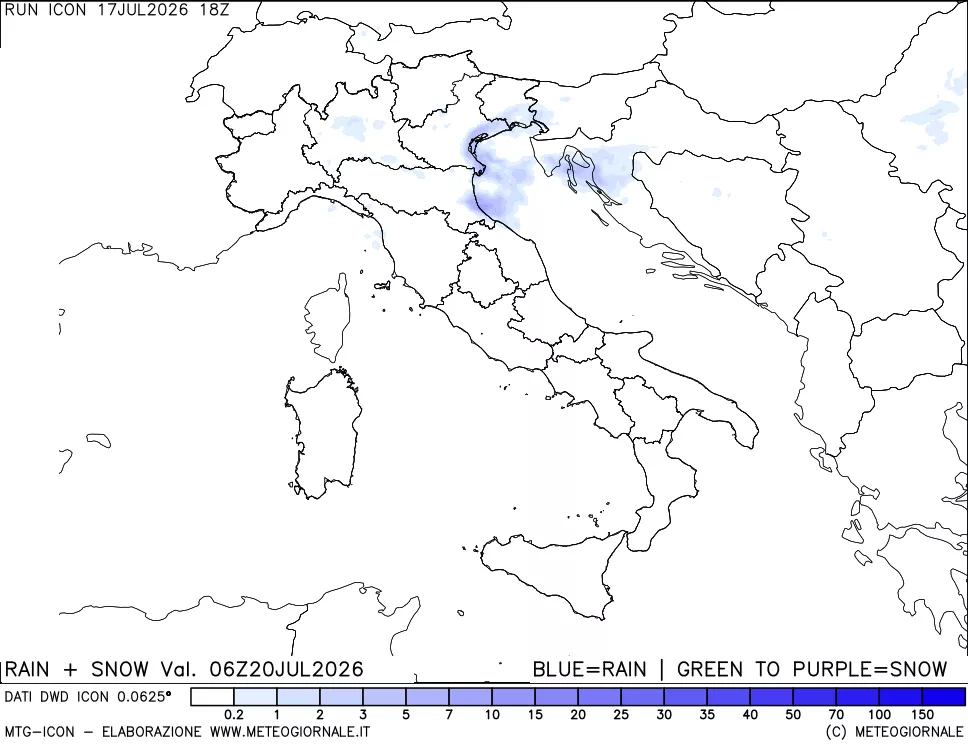 mappa Precipitazioni totali e nevose
