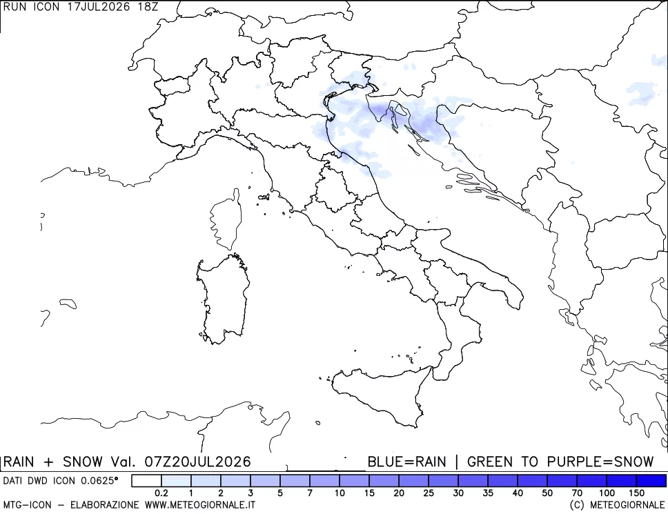 mappa Precipitazioni totali e nevose