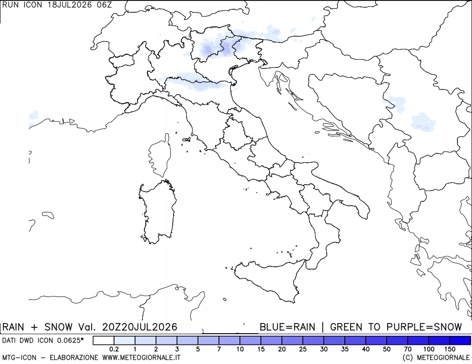 mappa Precipitazioni totali e nevose