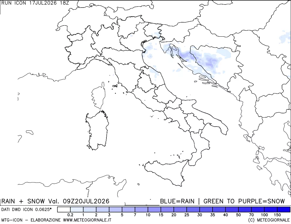 mappa Precipitazioni totali e nevose