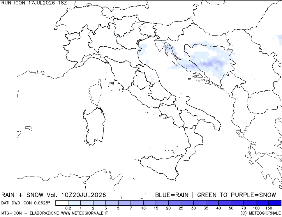 mappa Precipitazioni totali e nevose