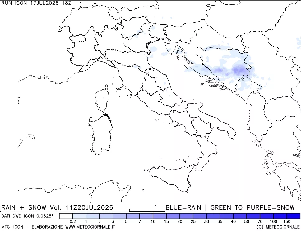 mappa Precipitazioni totali e nevose