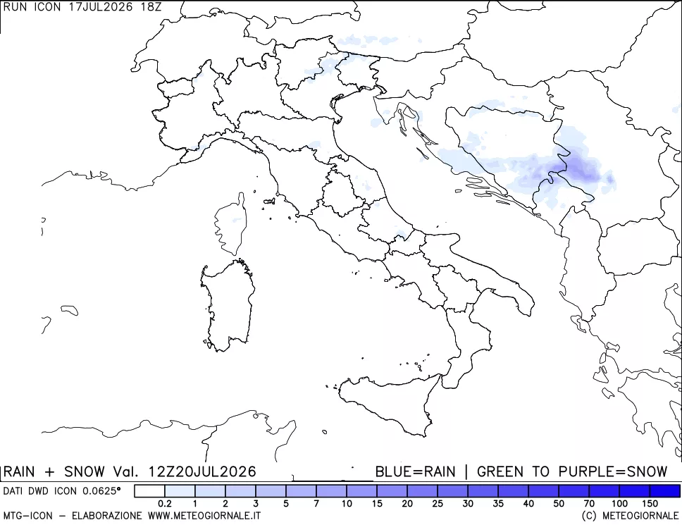 mappa Precipitazioni totali e nevose