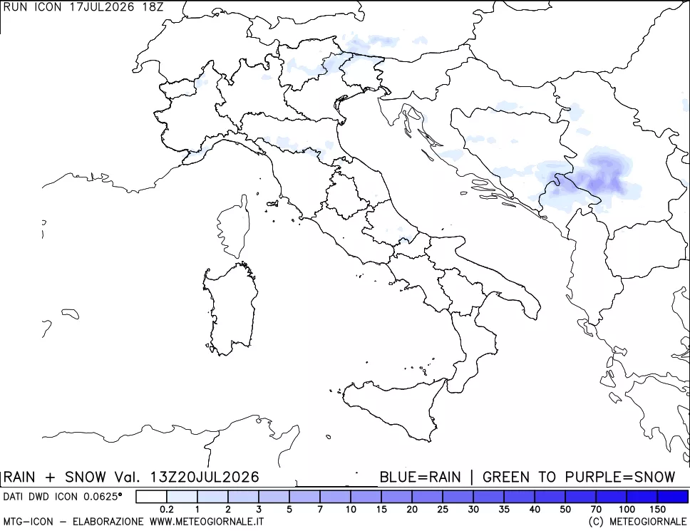 mappa Precipitazioni totali e nevose