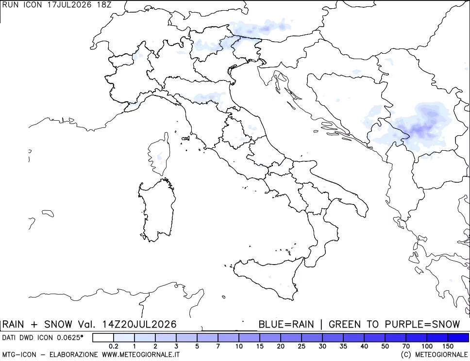 mappa Precipitazioni totali e nevose