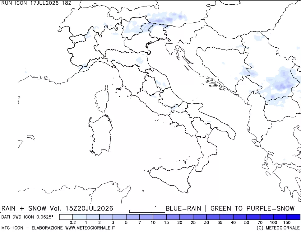 mappa Precipitazioni totali e nevose