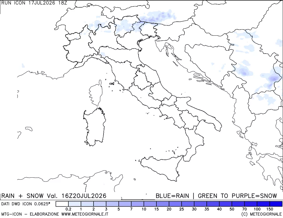 mappa Precipitazioni totali e nevose