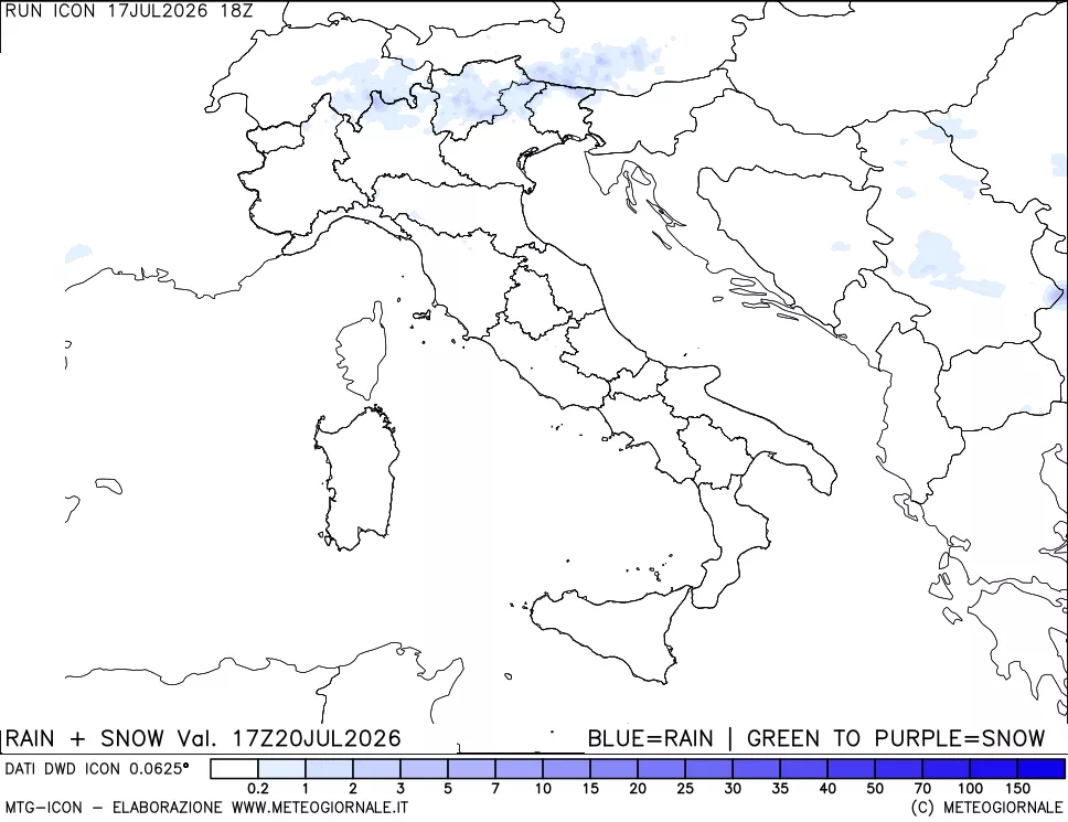 mappa Precipitazioni totali e nevose