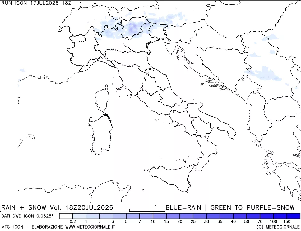 mappa Precipitazioni totali e nevose