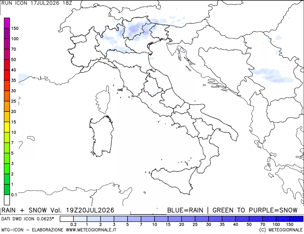 mappa Precipitazioni totali e nevose