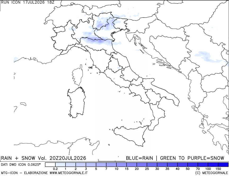 mappa Precipitazioni totali e nevose