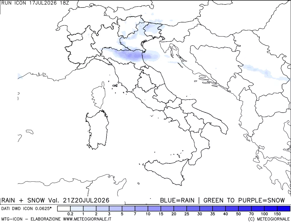 mappa Precipitazioni totali e nevose