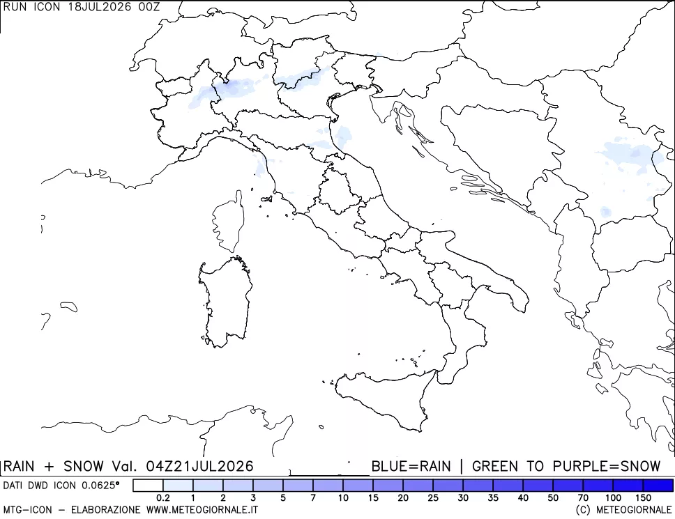 mappa Precipitazioni totali e nevose