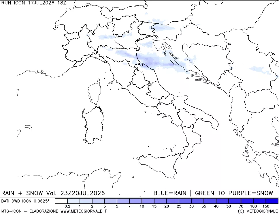 mappa Precipitazioni totali e nevose