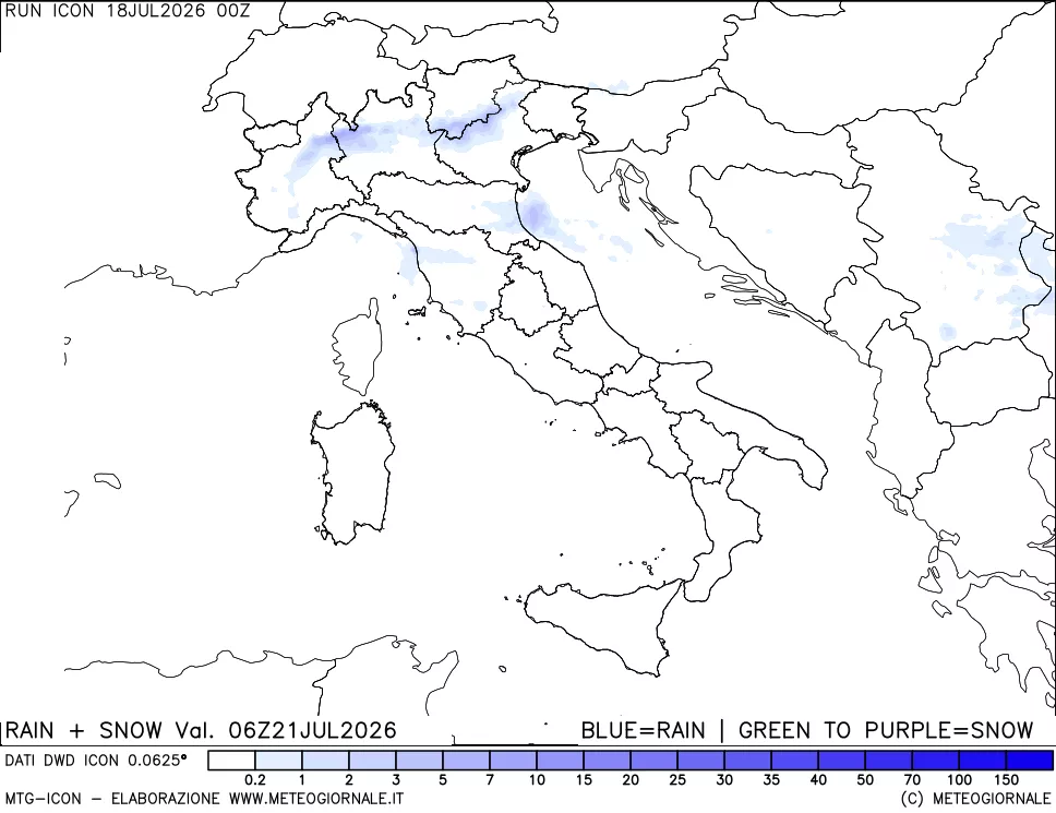 mappa Precipitazioni totali e nevose