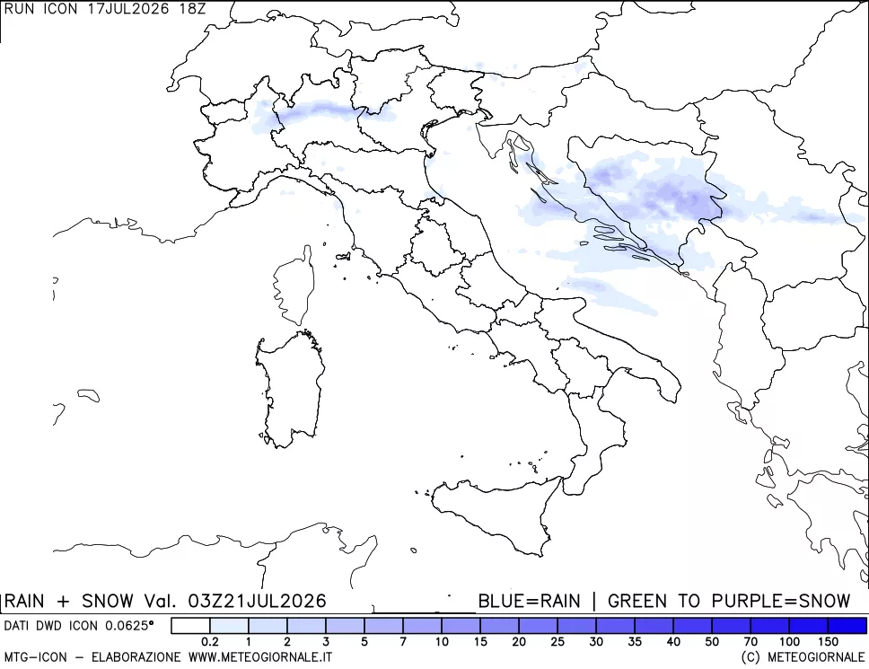 mappa Precipitazioni totali e nevose